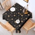 thumbnail image 2 of Black Gold Sun Moon Planet Star Pattern Square Tablecloth,Waterproof Square Table Cover,Wipeable Spillproof Washable Table Cover for Home Kitchen Party Decor 52"x52"(132x132cm), 2 of 6