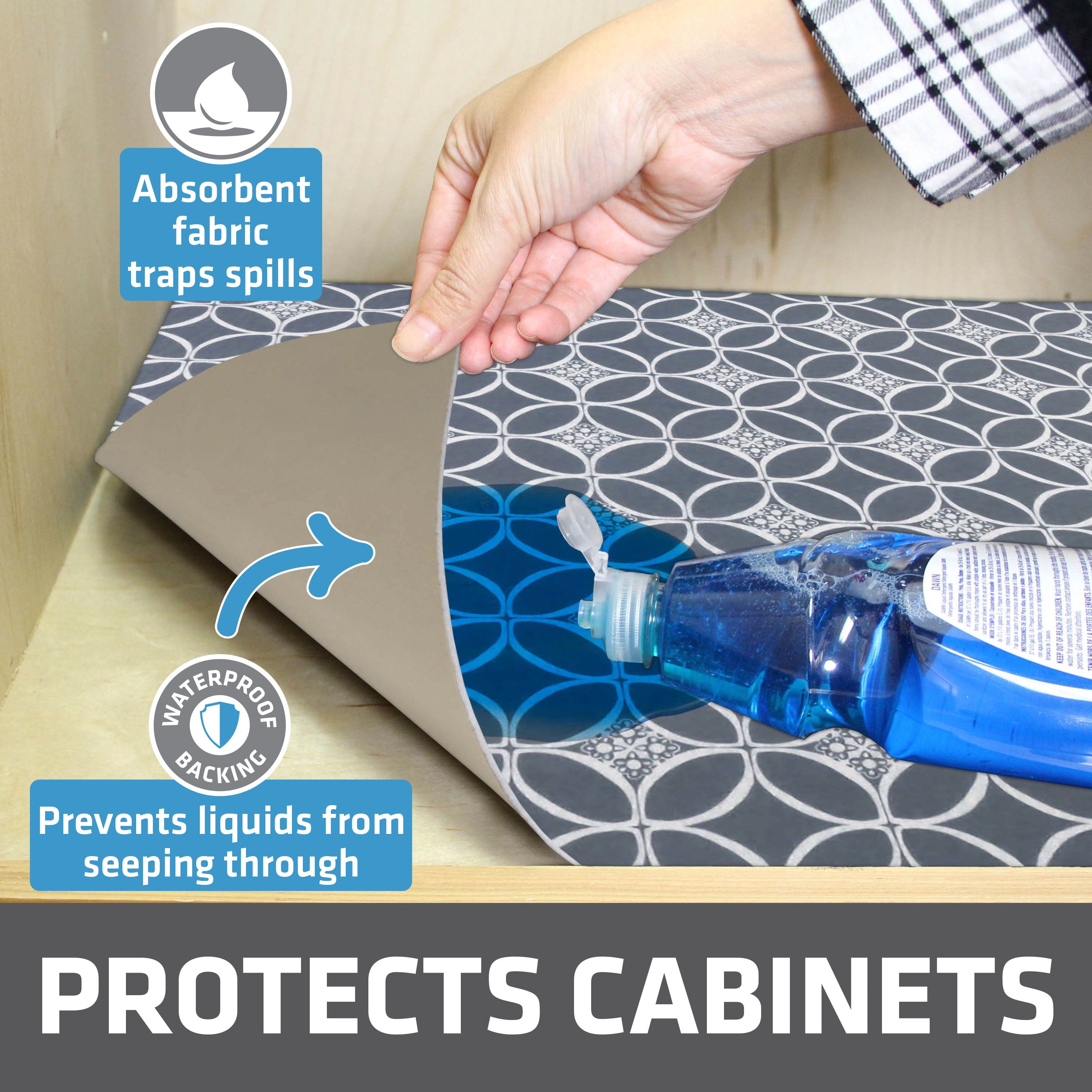 Drymate XL Under Sink Mat, Waterproof Cabinet Protection Mats for Kitchen & Bathroom, Absorbent Shelf Liners, Slip-Resistant, Non-Adhesive, Machine Washable, Durable (USA Made)(24”x59”)(Indigo Grey)