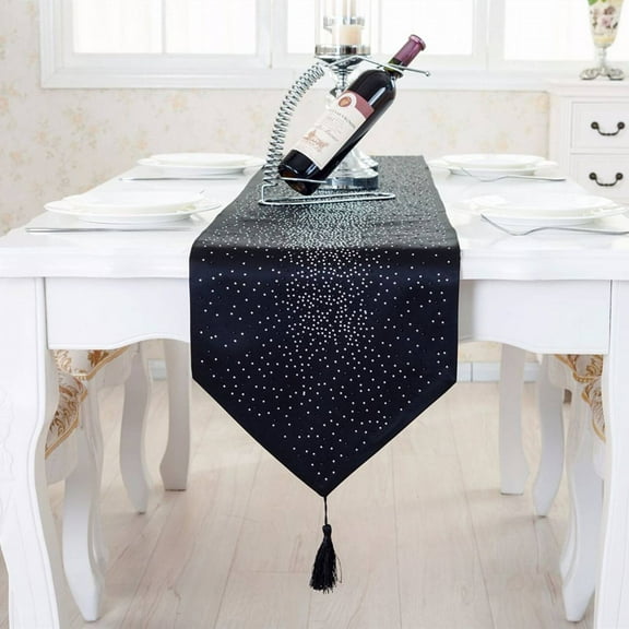 AUQ Table Runners,Fade-Resistant Table Decor,Perfect Home Decoration Table Cloth,Black