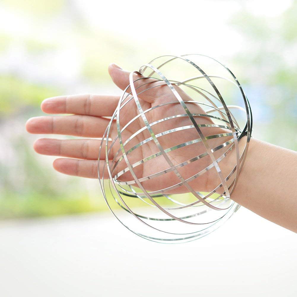 Flow Ring Kinetic Spring Toy 3D Sculpture Ring  Arm Slinky Toy For Kids 