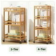 thumbnail image 4 of 3-Tier Slim Storage Cart of High Mountain Solid Bamboo Kitchen Organizer Slide-Out Mobile Storage Cart Rolling Pantry Shelf Kitchen Shelving Unit Utility Cart, 4 of 7