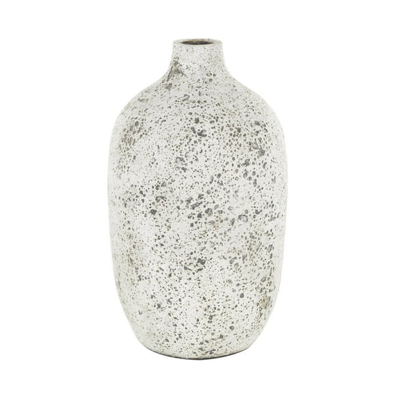 DecMode 17" Antique Style Textured White Ceramic Vase
