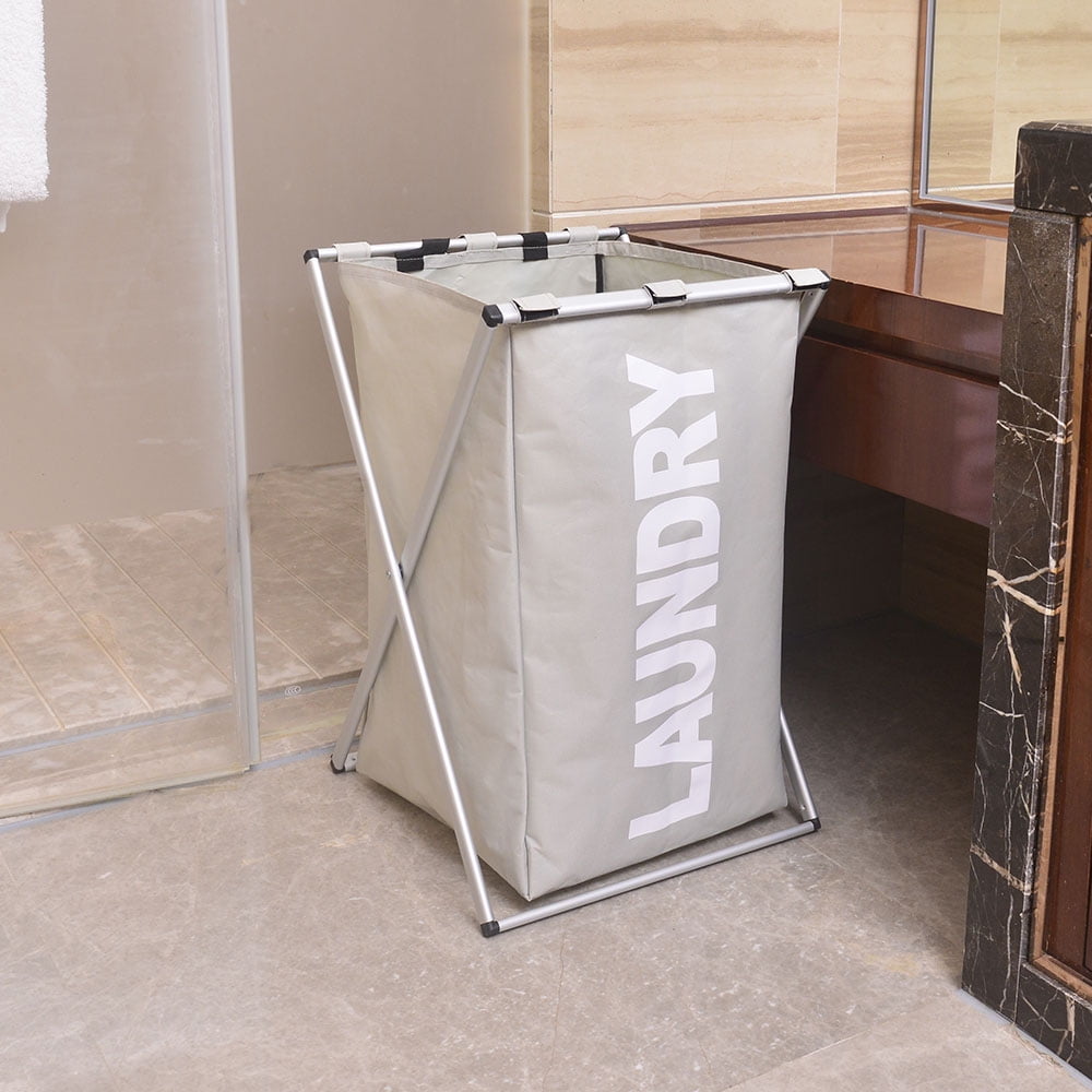 Laundry Basket for Home, Gray Aluminum Alloy Slim Laundry Hamper