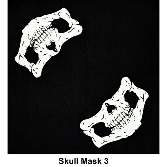 Skulls Mask Style 3 Design Print Cotton Bandana (22 inches x 22 inches)