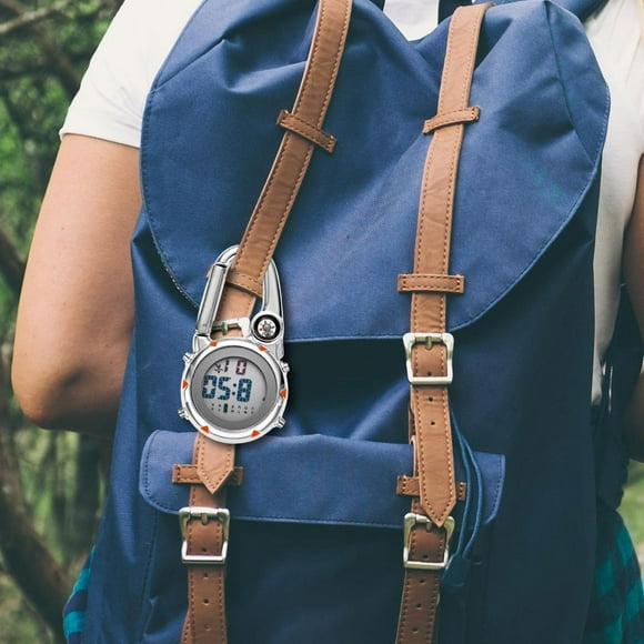 Clip de Reloj de Mosquetón Digital Multifuncional shamjiam con Retroiluminación Reloj Electrónico con Reloj Despertador Reloj de Mochila Libera Tu Muñeca para Naranja