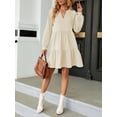 thumbnail image 6 of Woman Dresses Solid Color Long Sleeve Dress V Neck Mini Dress For pregnant women, 6 of 8
