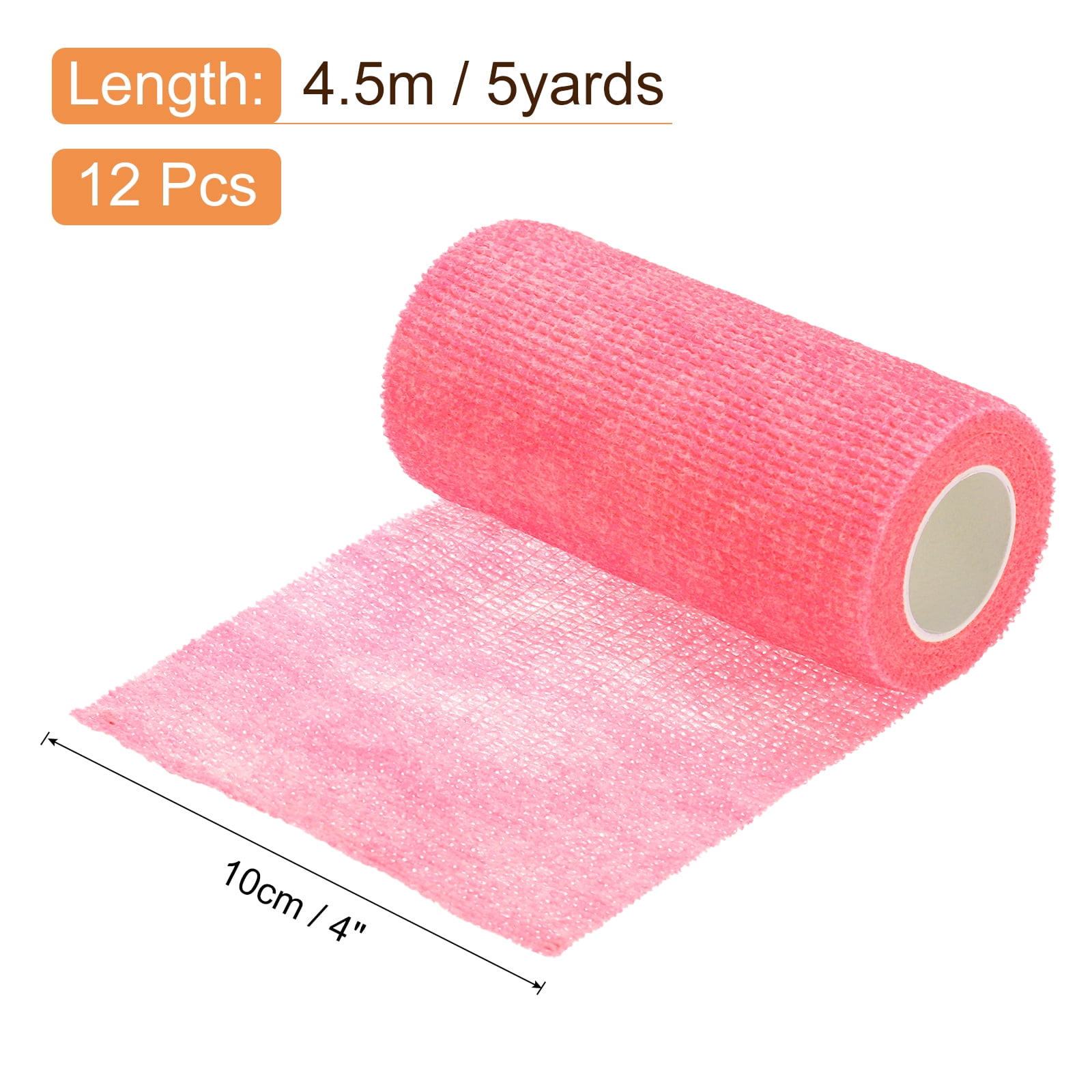 12 Pack Elastic Cohesive Bandage Wrap 4 Inch x 5 Yards Breathable Self Adhesive Athletic Tape Roll Hot Pink