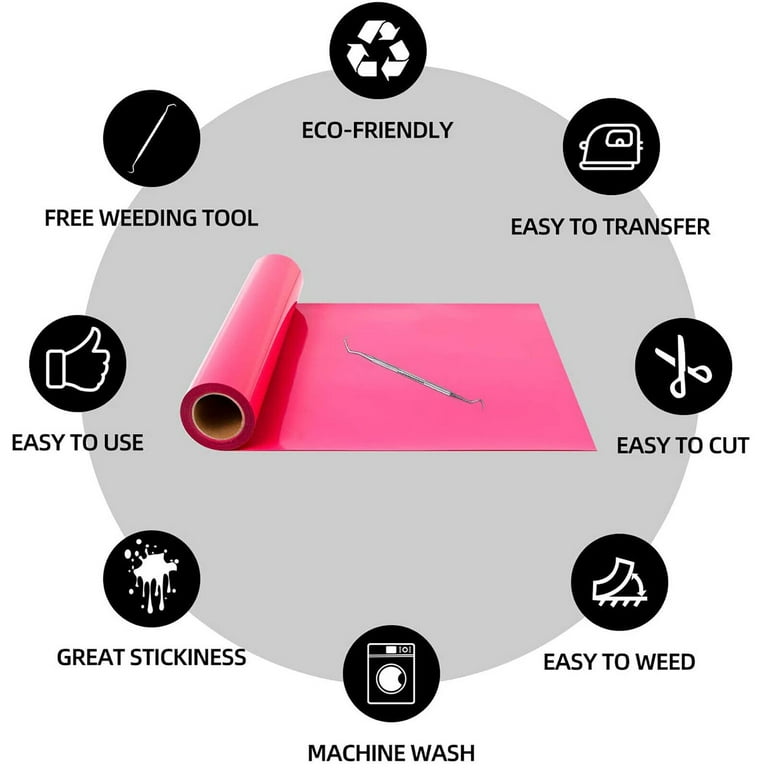 HTVRONT HTV Vinyl Rolls Heat Transfer Vinyl - 12 inch x 20ft Rose Red HTV Vinyl for Shirts, Iron on Vinyl for All Cutter Machine - Easy to Cut & Weed