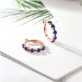 thumbnail image 4 of Gem Stone King 18K Rose Gold Plated Silver Blue Created Sapphire Hoop Earrings for Women (2.86 Cttw, Round 4MM and 1.9MM, Gemstone Birthstone 1 inch Diameter), 4 of 4