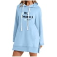 thumbnail image 2 of AGWOLF Women's Letter Print Sweatshirts Fashion Split side Long Sleeve Hoodie Oversized Hooded Tops with Kangaroo Pocket, 2 of 4