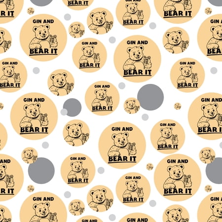 Gin Grin and Bear It Funny Humor Premium Gift Wrap Wrapping Paper Roll