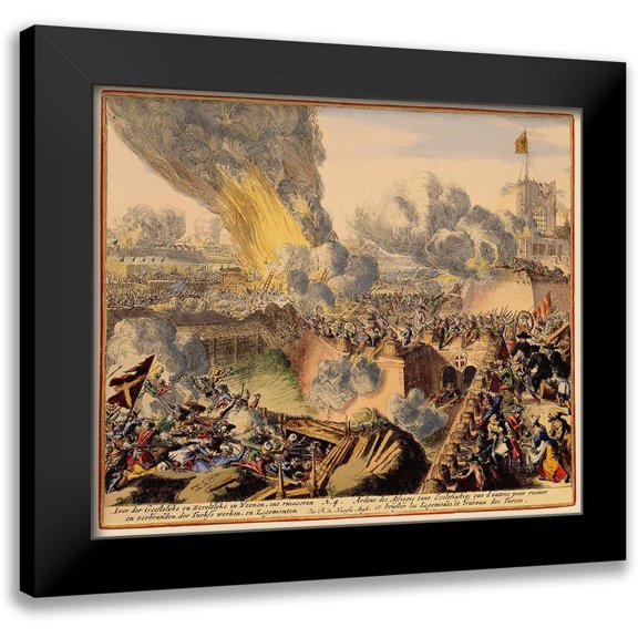 De Hooghe 13x12 Black Modern Framed Museum Art Print Titled - Vienna Austria Siege 5 - DeHooghe 1683