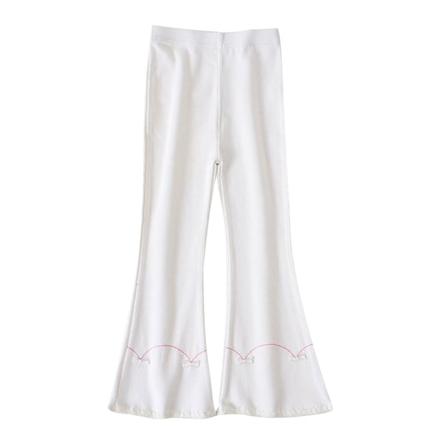 YUNAFFT Girls Flared Pants Lightweight Ribbed Texture High Waist Casual 1-14Y Spring Fall Elastic Waist Breathable Cotton