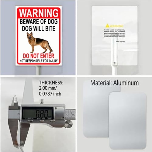 Soliyoahee Beware of Dog Will Bite Do Not Enter Not Responsible for Injury Yard Sign with Stake 8x12inch Rustproof Aluminum Lawn DecorationsWarning Sign for Outdoor Road Street Garden Decor