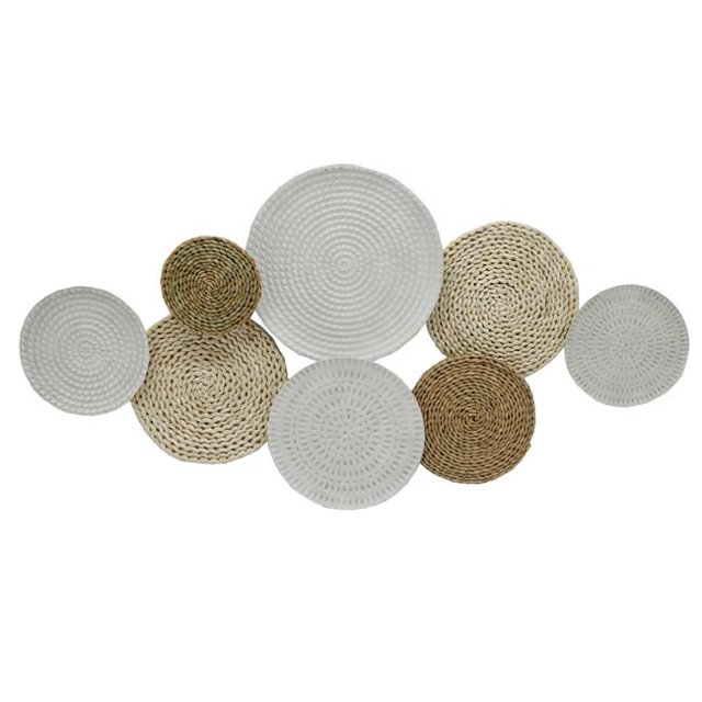 Sagebrook Home 15911 41 in. Metal Circle with Weaving Wall Decor, Natural & Multi Color