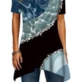 thumbnail image 4 of DYMADE Women Round Neck Printing Irregular Hem Short Sleeve Tunic T-Shirt Top, 4 of 4
