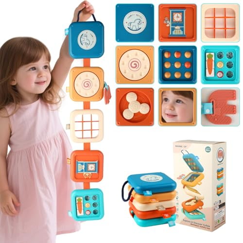 Busy Board for 1 Year Old,Montessori Toys for 1 Year Old,8-in-1 Develop Fine Motor Skills Travel Toys,Busy Board Birthday Gift for Boy Girl Toddler