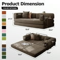 thumbnail image 2 of 79" convertible sleeper sofa bed,5-in-1 boneless couch with side pocket,Corduroy Pull-Out Couch with a Fixed-Shape Frame,Loveseat for Living Room,Bedroom(Brown), 2 of 7
