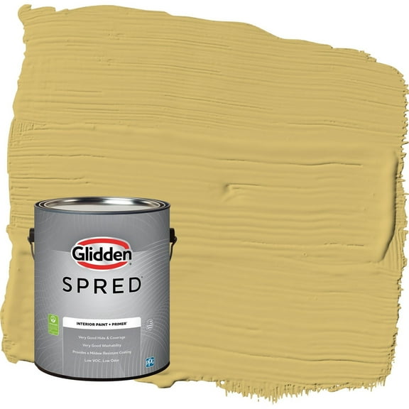 Glidden Spred Spicy Mustard / Yellow Flat Interior Paint with Primer, 1 Gallon