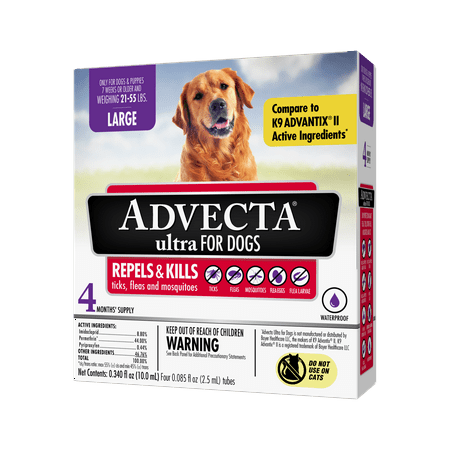 Advecta Ultra Flea & Tick Topical Treatment, Flea & Tick Control for Large Dogs, 4 Monthly Doses
