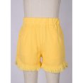 thumbnail image 3 of JanJean Kids Girls High Waist Denim Jean Shorts Frayed Raw Hem Wide Leg Short Jeans Hot Pants Loose Yellow 140, 3 of 7