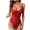 Red, variant on Levmjia Womens Spaghetti Strap Lace One Piece Lingerie Set Side Cutout Floral Sheer Mesh Bodysuit Soft Stretch Adjustable Straps Sleepwear Date Nights