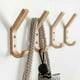 thumbnail image 4 of 4 Pack Wooden Coat Hooks Wall Mount Hooks, Heavy Duty Entry Hooks for Hanging Coats, 4 of 5