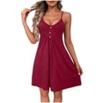 thumbnail image 3 of TaTaai Summer V-Neck Camisole Dress for Women Knitted Sleeveless Slim Fit Waist Cinching Solid Color Soft Stretchy Casual Dress for Daily Outing Vacation Gift, 3 of 6
