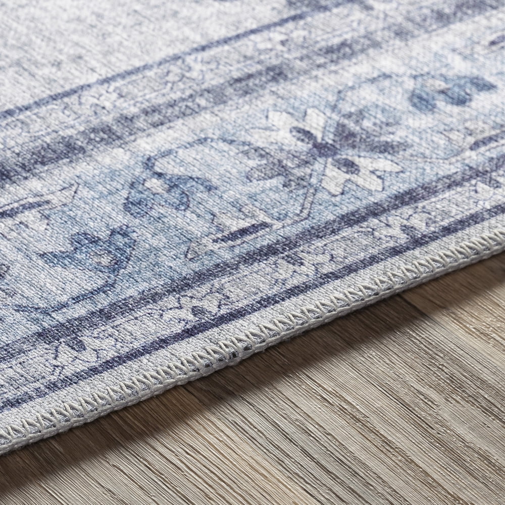 Livabliss Area Rugs for Living Room, 3x8 Iris Traditional Blue Runner Rug, Bedroom Dining Room Home Decor Stain Resistant Carpet (2'7" x 7'7" Runner)