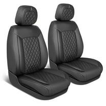 MotorBox Elite Edition Faux Leather Seat Covers for Cars, Trucks, & SUV - 2 Black Car Seat Covers for Front Seats - Universal Fit Car Accessories Automotive Interior Cover Protector for Most Vehicles