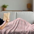 thumbnail image 3 of Geometric Soft Flannel Fleece Throw Blanket, Diamond Shaped Enlarging Forms Rhombus with Simple Striped Lines Image, Cozy Plush for Indoor and Outdoor Use, 60" x 80", Pale Pink, by Ambesonne, 3 of 5