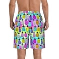 thumbnail image 3 of KLL Graffiti Pineapples Men's Casual Summer Beach Shorts Hawaiian Shorts with Pockets-Small, 3 of 5