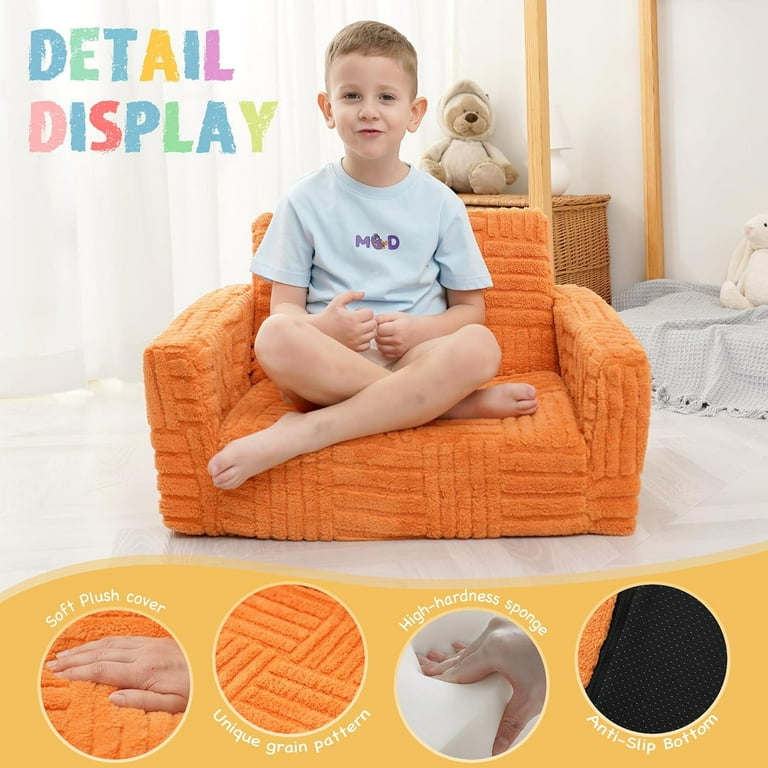 Kids Sofa Chair for Toddler 2 in 1 Flannel Kids Couch Fold Out Convertible Sofa to Lounger Flip Open Children Sofa Bed for Girls and Boys Blue Walmart