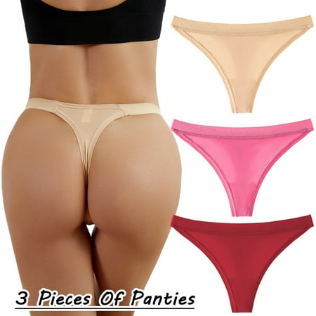 

PEASKJP Hot Pink Bikini Women Casual Solid Color Hollow Design Strap Decoration Ladies Panties D M