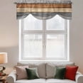 thumbnail image 2 of Farmhouse Haze Blue Brown Tie Up Valance Curtains for Windows, Kitchen Curtains Window Treatments, Vintage Wooden Striped Short Window Shades Valances for Bedroom Bathroom Cafe 54"x18", 2 of 8