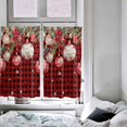 thumbnail image 4 of Red Black Plaid Christmas Ball Kitchen Curtains 54 in Long, Xmas Poinsettia Snowflake Rod Pocket Window Curtains Panels for Bedroom/Bathroom/Nursery, Light Filtering Treatment Curtains Drapes 42"x54", 4 of 5