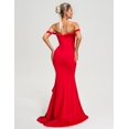 thumbnail image 4 of Vestido Bella Barnett Flower con hombros descubiertos y volantes largos, rojo, 4 of 5