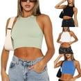 thumbnail image 7 of KelaJuan Women Solid Color Tank Tops Ribbed Crew Neck Sleeveless Vests Summer Slim Fit Exposed Navel Crop Tops Streetwear, 7 of 7