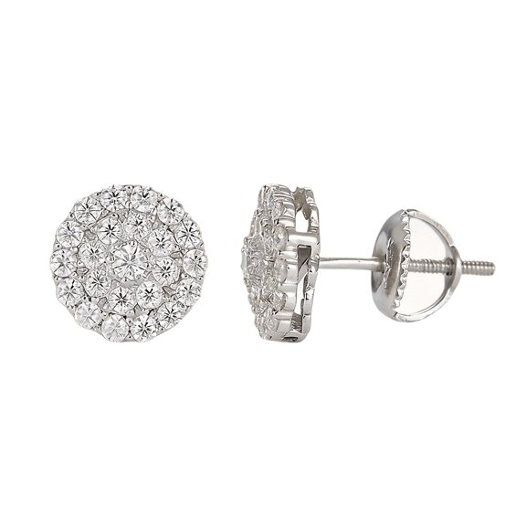 KIJ 0.56 Carat Round Moissanite Stud Earrings, 14K White Gold Plated 925 Sterling Silver Hypoallergenic VVS1 Simulated Diamond GRA Certified for Men Women