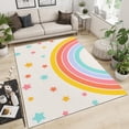 thumbnail image 2 of Cartoon Cute Rainbow Stars Art Area Rugs, Modern Mid-Century Boho Nordic Non Slip Indoor Rug, Durable Washable Carpet for Floor Decor in Offices 5' x 6', 2 of 6
