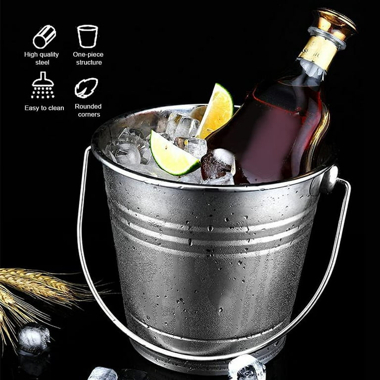 Ice Bucket,Stainless Steel Ice Bucket for bar party camping,Ice Cube  Container Champagne Beverage Bucket,ice bucket home bar club party  accessory