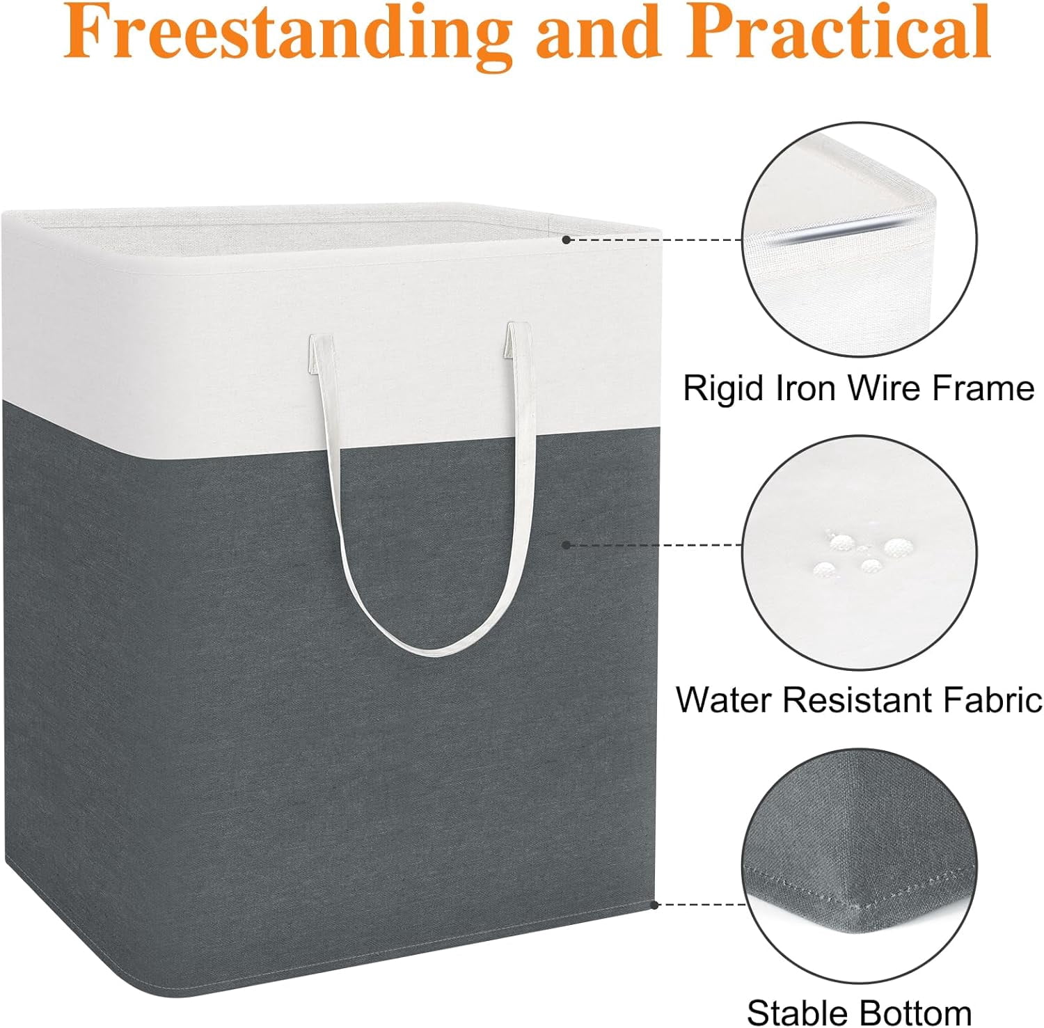 EP laundry basket 3-Pack, laundry hamper, Hamper with handles, collapsible laundry baskets, Waterproof dirty clothes hamper, Towel Storage for Home or Dorm, 125L-Grey