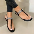 thumbnail image 2 of Flat Thong Sandals with T-Strap for Womens Gladiator Cute Rhinestone Summer Flat Sandals for Beach Oceanside Holiday Outdoor, 2 of 2