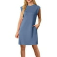 thumbnail image 3 of WRKEKC Robes d'Été Décontractées pour Femmes, Robes d'Été Grande Taille, Robe Décontractée à Manches Courtes Col en V Couleur Unie Tendance pour Femmes, 3 of 8