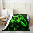 thumbnail image 2 of Erosebridal Gamer Flannel Blanket 60x80 , Black Green Flannel Throw, Bedroom Decor, 2 of 6