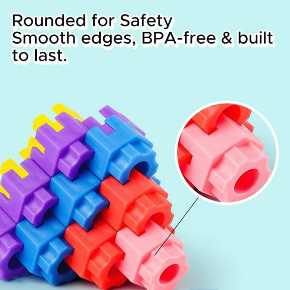 Hexagon Building Blocks, Snap-Together Construction Toy, Educational STEM Building Set for Creative Play ( 30 Pieces / OPP Bag / Instructions )