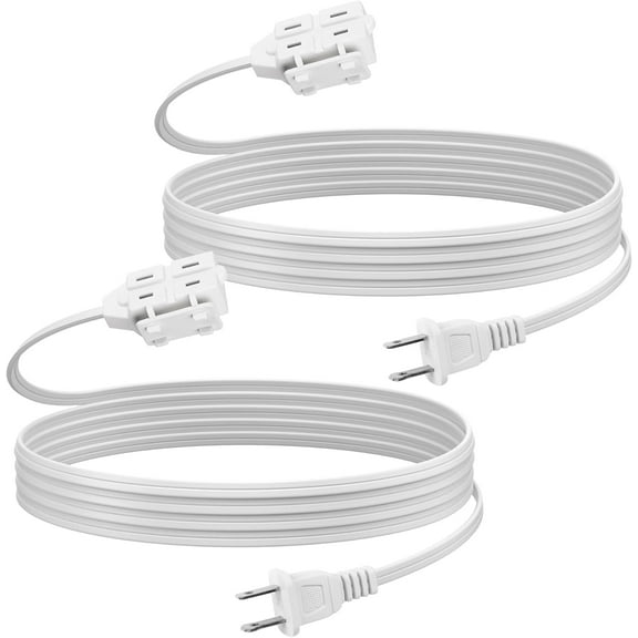 BN-LINK 6 ft 3 Outlet Indoor Extension Cord 16/2 SPT-2, 2 Pack White, 2 Prong Polarized Plug, Household Power Cord for Home, Office, and Holiday Decorations