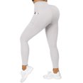thumbnail image 2 of ZHOUCHANKIDS Women Workout Leggings High Waist Running Yoga Sport Tights with Pockets White M, 2 of 8
