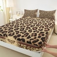 thumbnail image 3 of Manfei Brown Cheetah Print Full Size Sheets, Bohemian Damask Bed Sheets, Chic Leopard Print Sheet Sets, Breathable Home Decor4 Pieces, 3 of 7