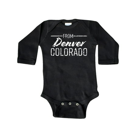 

Inktastic From Denver Colorado in White Distressed Text Gift Baby Boy or Baby Girl Long Sleeve Bodysuit
